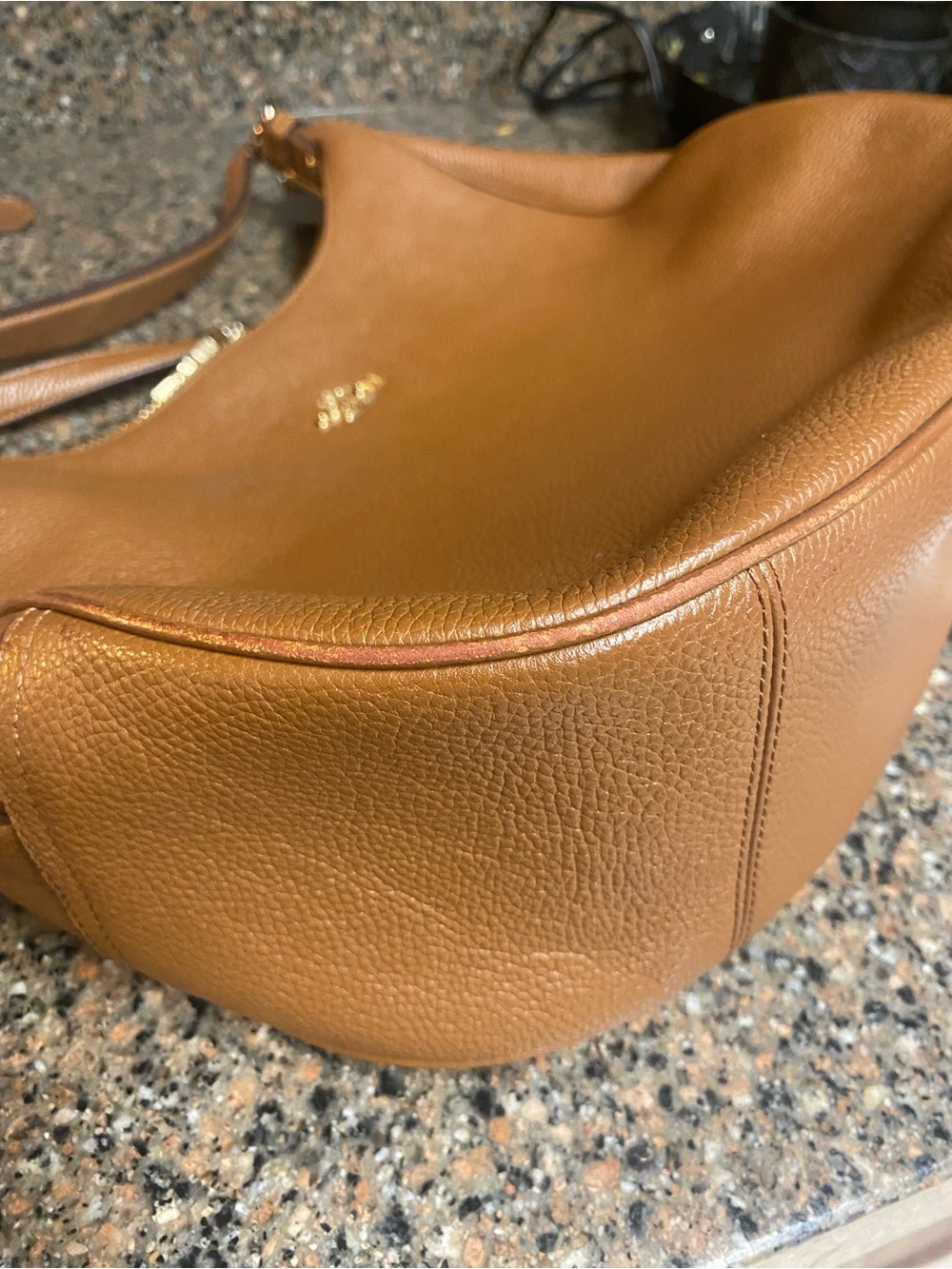 Coach Harley Saddle Brown Pebble Leather Hobo with Shoulder Strap - Picture 9 of 11